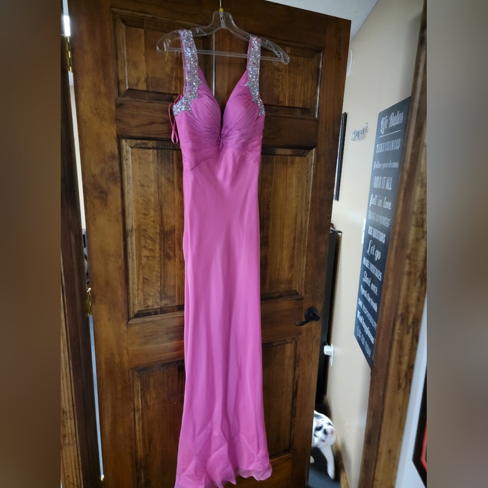 NWT Hot Pink and Rhinestone Prom Dress